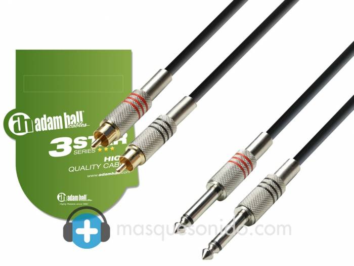 Adam Hall Cable de audio 2 RCA a 2 Jack 6,3 mm - 3 metros - 2
