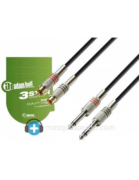 Adam Hall Cable de audio 2 RCA a 2 Jack 6,3 mm - 3 metros - 2