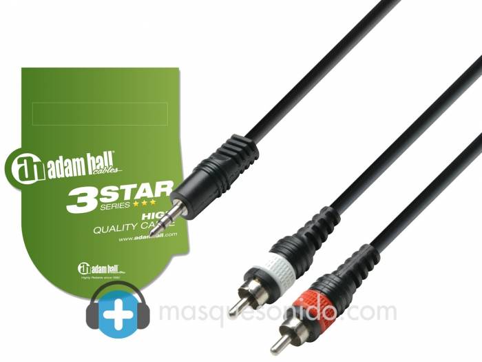 Adam Hall Cable de audio Minijack 3,5mm a 2 RCA - 1 metro - 2