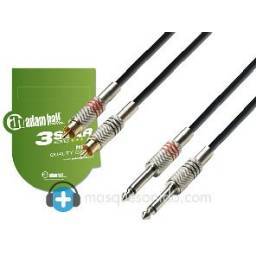 Adam Hall Cable de audio 2 RCA a 2 Jack 6,3 mm - 1 metro - K3TPC0100 2