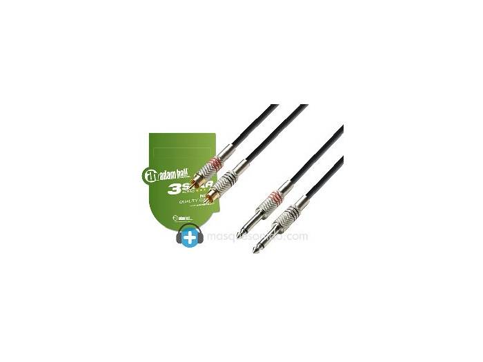 Adam Hall Cable de audio 2 RCA a 2 Jack 6,3 mm - 1 metro - K3TPC0100 - 3