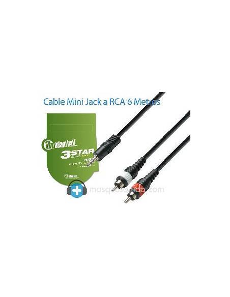 Adam Hall Cable de audio Minijack 3,5mm a 2 RCA - 6 metros - 3
