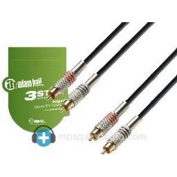 Adam Hall Cable de audio 2 RCA a 2 RCA - 3 metros - 1 2