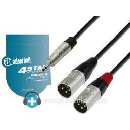 Adam Hall Cable conectores REAN minijack estéreo a 2 XLR macho 1.8 metros - K4TYWMM180 - 1 2