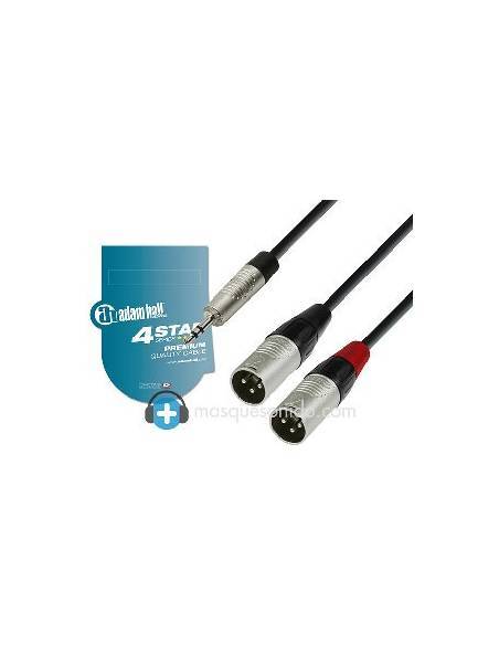 Adam Hall Cable conectores REAN minijack estéreo a 2 XLR macho 1.8 metros - K4TYWMM180 - 2