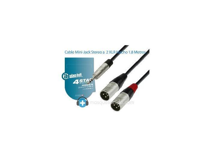 Adam Hall Cable conectores REAN minijack estéreo a 2 XLR macho 1.8 metros - K4TYWMM180 - 3