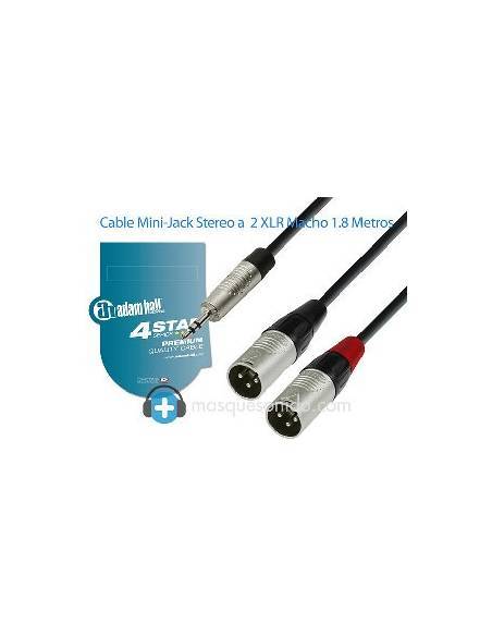 Adam Hall Cable conectores REAN minijack estéreo a 2 XLR macho 1.8 metros - K4TYWMM180 - 3