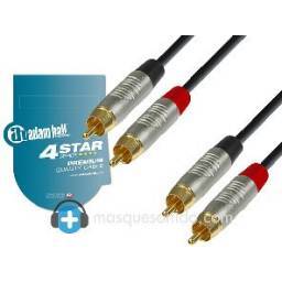 Adam Hall Cable de audio 2 RCA a 2 RCA conectores REAN - 3 metros - K4TCC0300 - 1 2