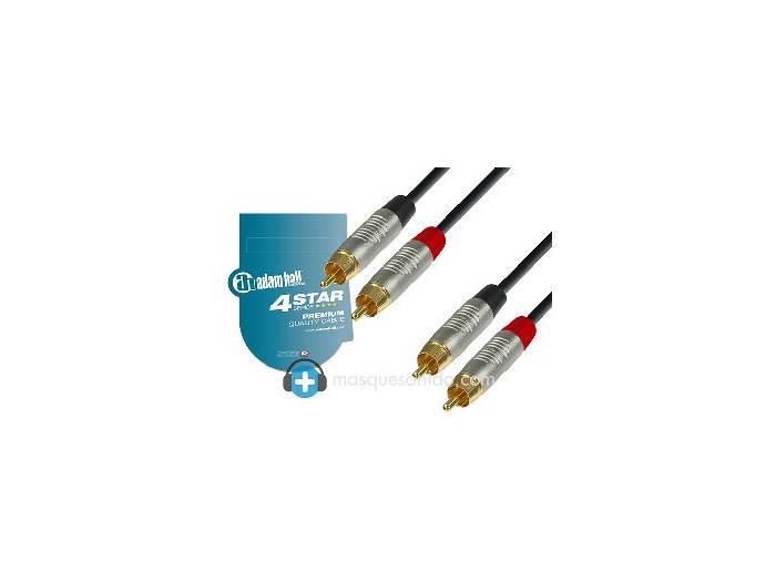 Adam Hall Cable de audio 2 RCA a 2 RCA conectores REAN - 3 metros - K4TCC0300 - 2