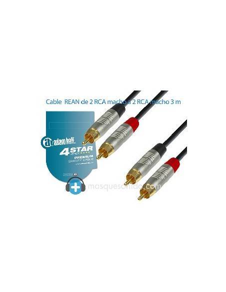 Adam Hall Cable de audio 2 RCA a 2 RCA conectores REAN - 3 metros - K4TCC0300 - 3
