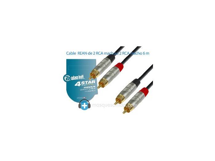 Adam Hall Cable de audio RCA a RCA con conector Rean - 6m - K4TCC0600 - 3