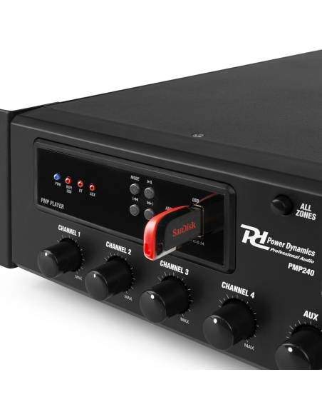 Power Dynamics PMP240 Amplificador mezclador para instalación 240W 6 zonas  954012 - 4