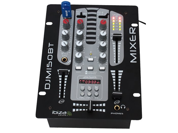 IBIS 5-CH DJ MIXER WITH DIGITAL USB + BLUETOOTH DJM150USB-BT