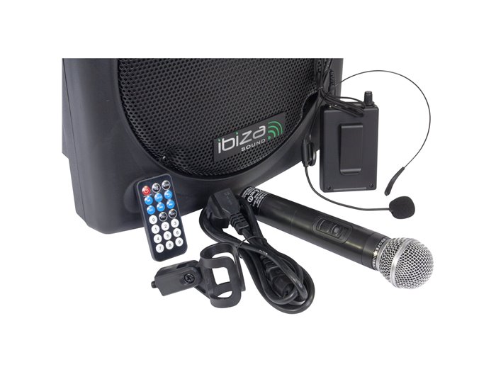 IBIS 12'' PORTABLE PA SYSTEM W/ 2 VHF MIC /USB-SD REC /VOX, BLUETOOTH PORT12VHF-BT PORT12VHF-BT