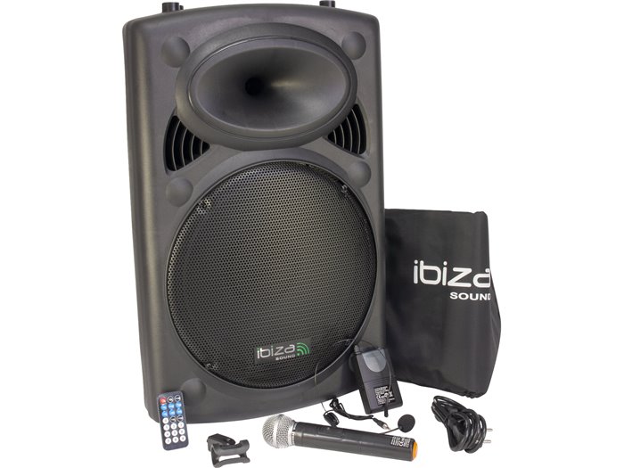 IBIS 15'' PORTABLE PA SYSTEM W/ 2 VHF MIC /USB-SD BLUETOOTH /VOX CONTROL PORT15VHF-BT PORT15VHF-BT