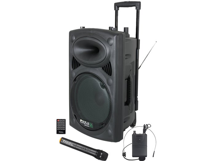 IBIS 15'' PORTABLE PA SYSTEM W/ 2 UHF MIC /USB-SD BLUETOOTH /VOX CONTROL PORT15UHF PORT15UHF-BT