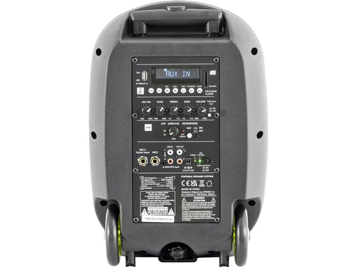 IBIS 8'' PORTABLE PA SYSTEM/2 VHF MIC/USB-MP3/VOX, BLUETOOTH PORT8VHF-MKII-TWS
