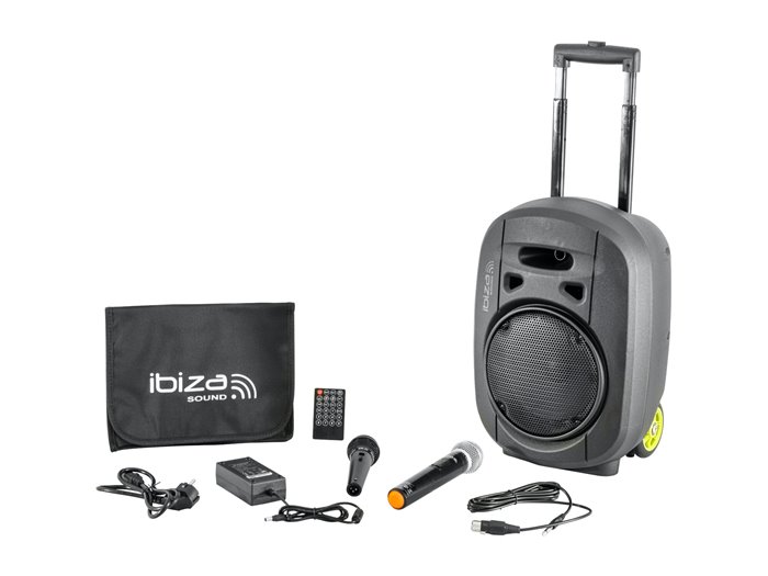 IBIS 8'' PORTABLE PA SYSTEM/2 VHF MIC/USB-MP3/VOX, BLUETOOTH PORT8VHF-MKII-TWS