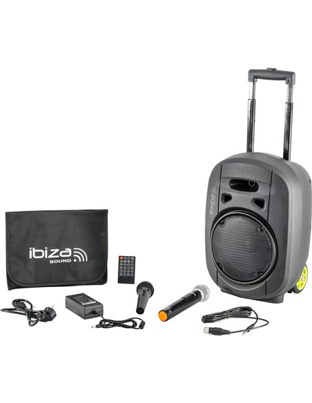IBIS 8'' PORTABLE PA SYSTEM/2 VHF MIC/USB-MP3/VOX, BLUETOOTH PORT8VHF-MKII-TWS