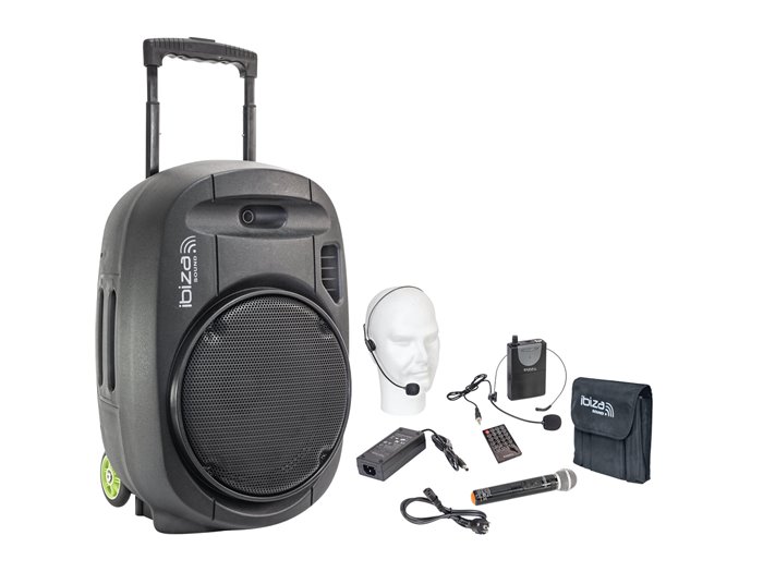 IBIS 12'' PORTABLE PA SYSTEM/2 VHF MIC/USB-MP3/VOX, BLUETOOTH PORT12VHF-MKII-TWS