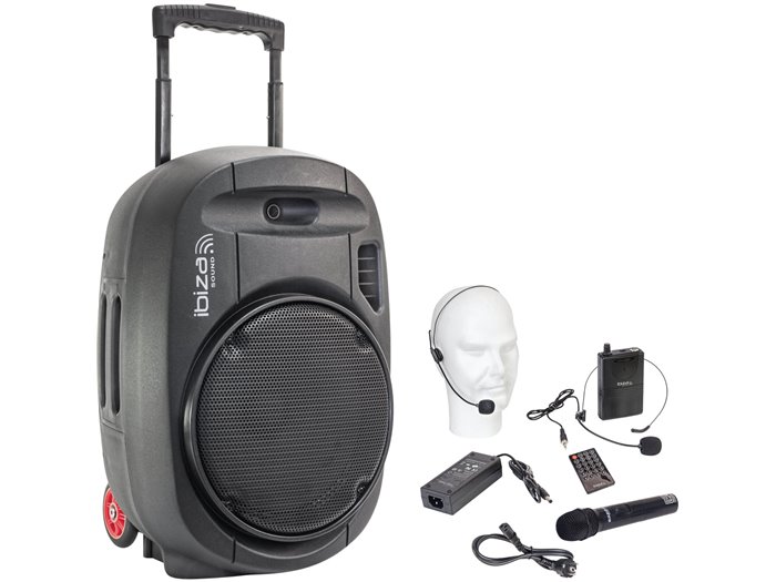 IBIS 12'' PORTABLE PA SYSTEM/2 UHF MIC/USB-MP3/VOX, BLUETOOTH, TWS PORT12UHF-MKII-TWS