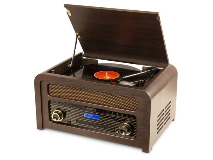 Fenton Nashville Tocadiscos retro con Bluetooth, reproductor de CD y radio FM y DAB