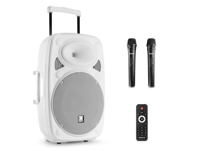 Vonyx Verve46 Altavoz autoamplificado portátil Bluetooth 1000W, Blanco