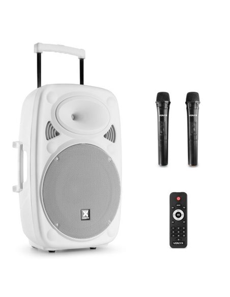 Vonyx Verve46 Altavoz autoamplificado portátil Bluetooth 1000W, Blanco