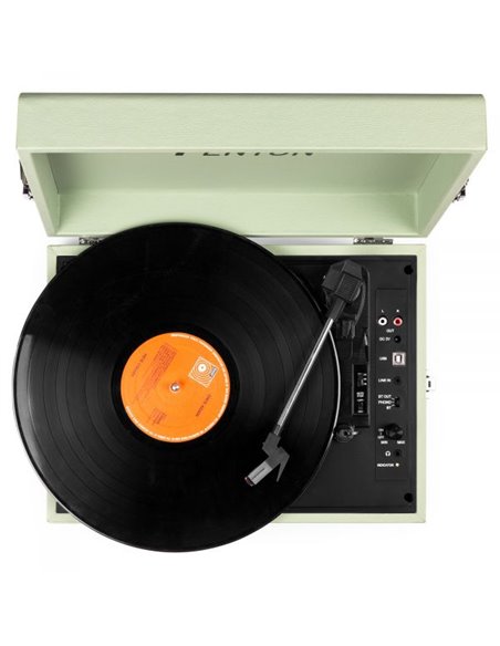 Fenton RP118C Tocadiscos retro con entrada/salida Bluetooth y USB - Verde