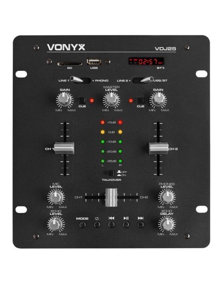 Vonyx VDJ25 Amplificador con mezclador 2 canales