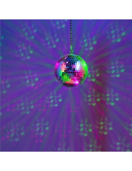 Fuzzix MB20ML Bola de Discoteca 20 cm - con motor a pilas y LED RGBW