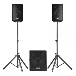 Vonyx VX1015BT 2.1 Pack de altavoces activos con subwoofer de 15" satélites de 10" y bluetooth