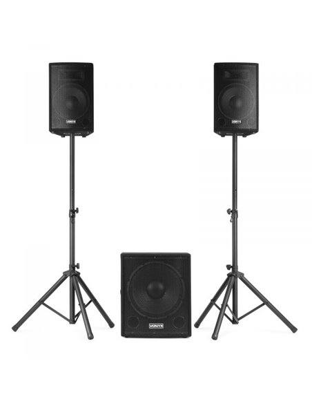 Vonyx VX1015BT 2.1 Pack de altavoces activos con subwoofer de 15" satélites de 10" y bluetooth