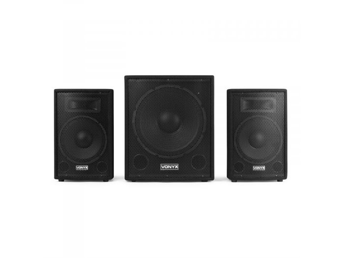 Vonyx VX1015BT 2.1 Pack de altavoces activos con subwoofer de 15" satélites de 10" y bluetooth