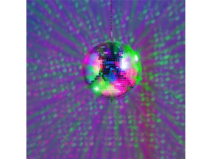 Fuzzix MB30ML Bola de Discoteca 30 cm - con motor a pilas y LED RGBW