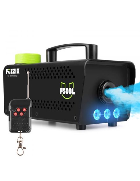 Fuzzix F503L Máquina de humo para fiestas de 500 w con 3 LED RGB y mando a distancia inalámbrico
