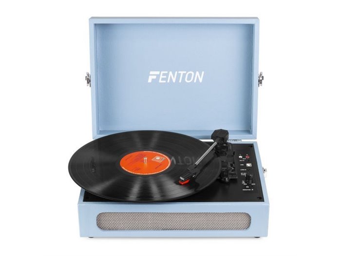 Fenton RP118E Tocadiscos retro con entrada/salida Bluetooth y USB - Azul