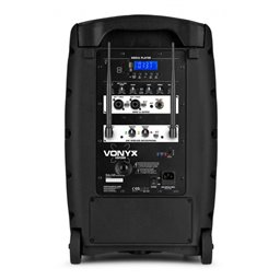 Vonyx VSP200 Altavoz portátil bluetooth de 10” 200W 2 micrófonos inalámbricos SD USB MP3 2