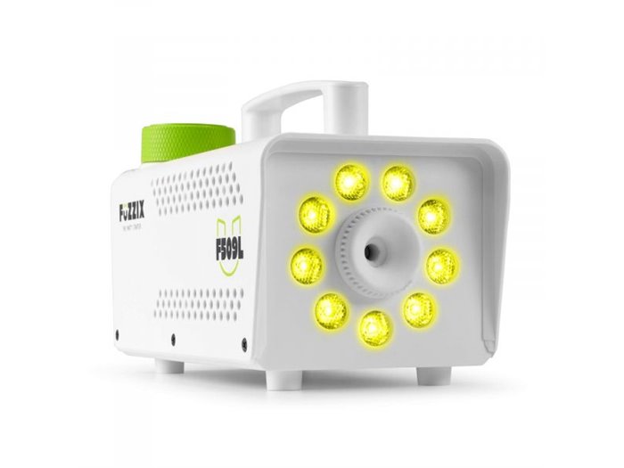 Fuzzix F509LW Máquina de humo para fiestas de 500 w con 9 LED RGB y mando a distancia inalámbrico - Blanco