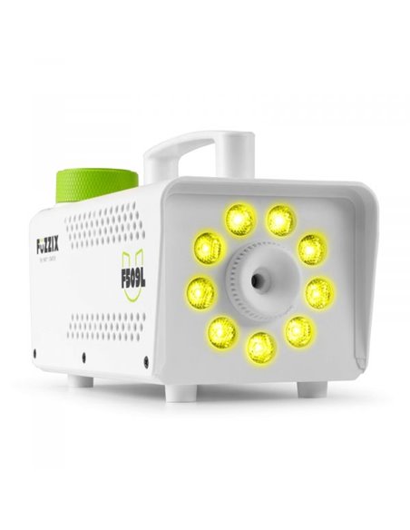 Fuzzix F509LW Máquina de humo para fiestas de 500 w con 9 LED RGB y mando a distancia inalámbrico - Blanco