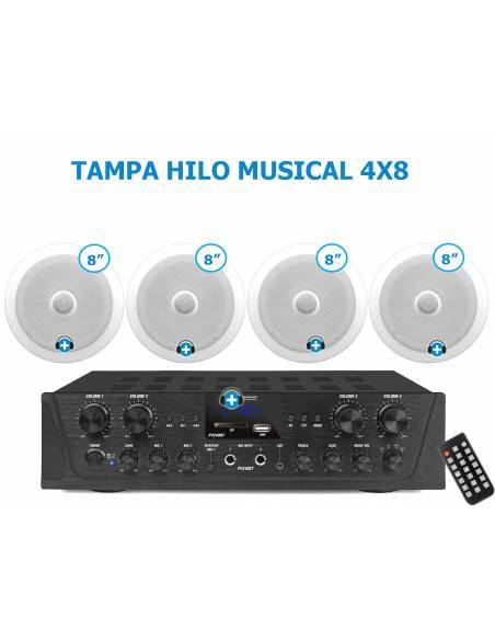 TAMPA 4X8 - HILO MUSICAL EN CASA  4 zonas - 4 altavoces techo 8 pulgadas