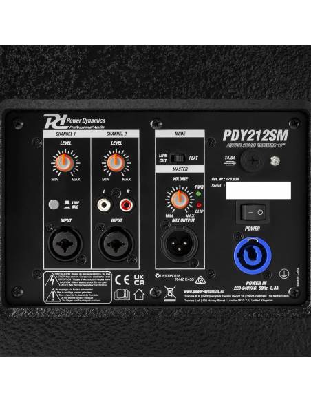 Power Dynamics - PDY212SM - Altavoz monitor activo 12 pulgadas 700 W - 4
