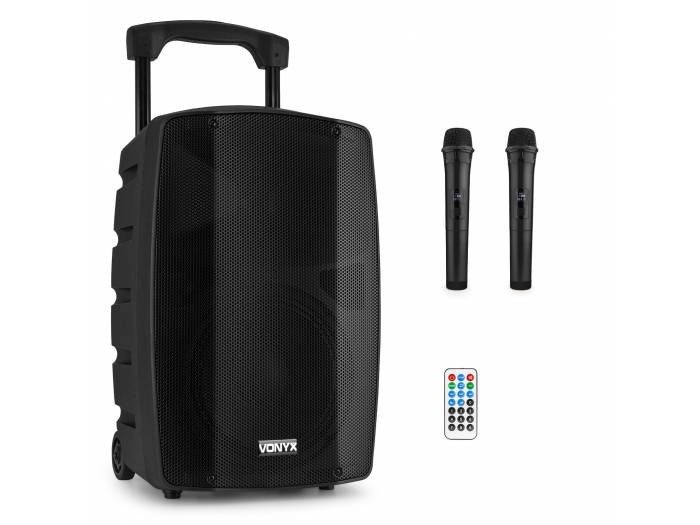 Vonyx VSP200 Altavoz portátil bluetooth de 10” 200W 2 micrófonos inalámbricos SD USB MP3 - 11
