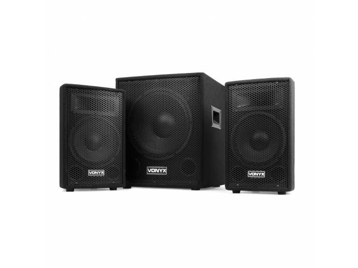 Vonyx VX0812BT 2.1 Pack de altavoces activos con subwoofer de 12" satélites de 8" y bluetooth - 12