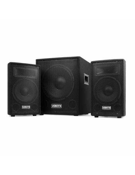 Vonyx VX0812BT 2.1 Pack de altavoces activos con subwoofer de 12" satélites de 8" y bluetooth - 12