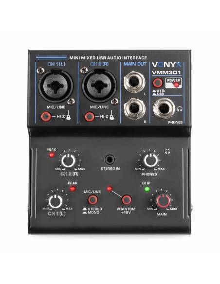 Vonyx VMM301 Mezclador 3 canales con USB Audio Interface  172642 - 2