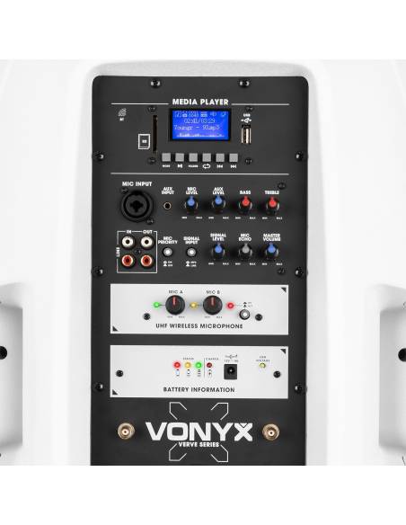 Vonyx Verve46 Altavoz autoamplificado portátil Bluetooth 1000W, Blanco - 13