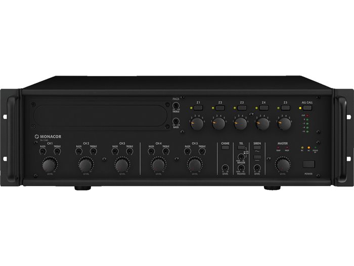 Monacor PA-1240 Amplificador mezclador para megafonía mono de 5 zonas
