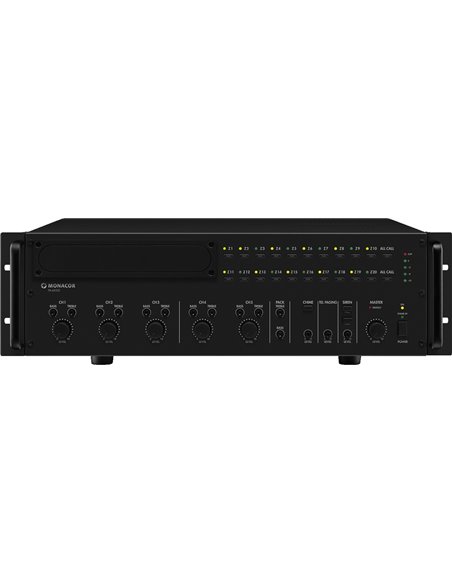 Monacor PA-6020Z Amplificador mezclador para megafonía mono de 20 zonas
