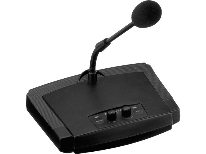 Monacor ECM-450 Microfono de sobremesa con Avisos con Gong para MEGAFONÍA con cuello de cisne